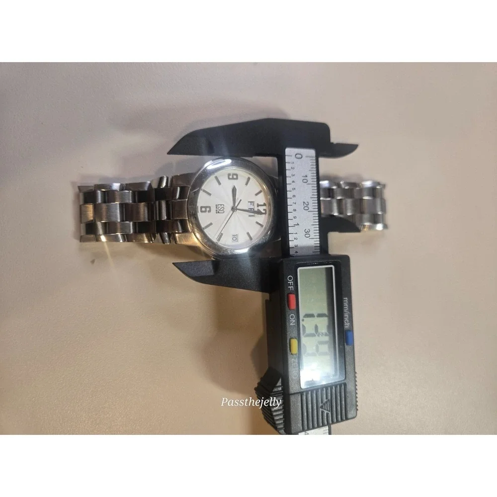 ESQ Swiss Watch Mens White Sunburst Dial Date Stainless Steel Quartz Dress Wrist